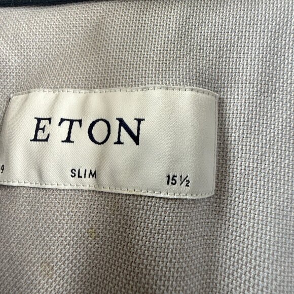 Eton Convertible Cuff Signature Twill Slim Cotton 15.5 Gray Mens Premium Office - Picture 10 of 15